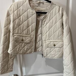 American Eagle Cream Quilted Jacket